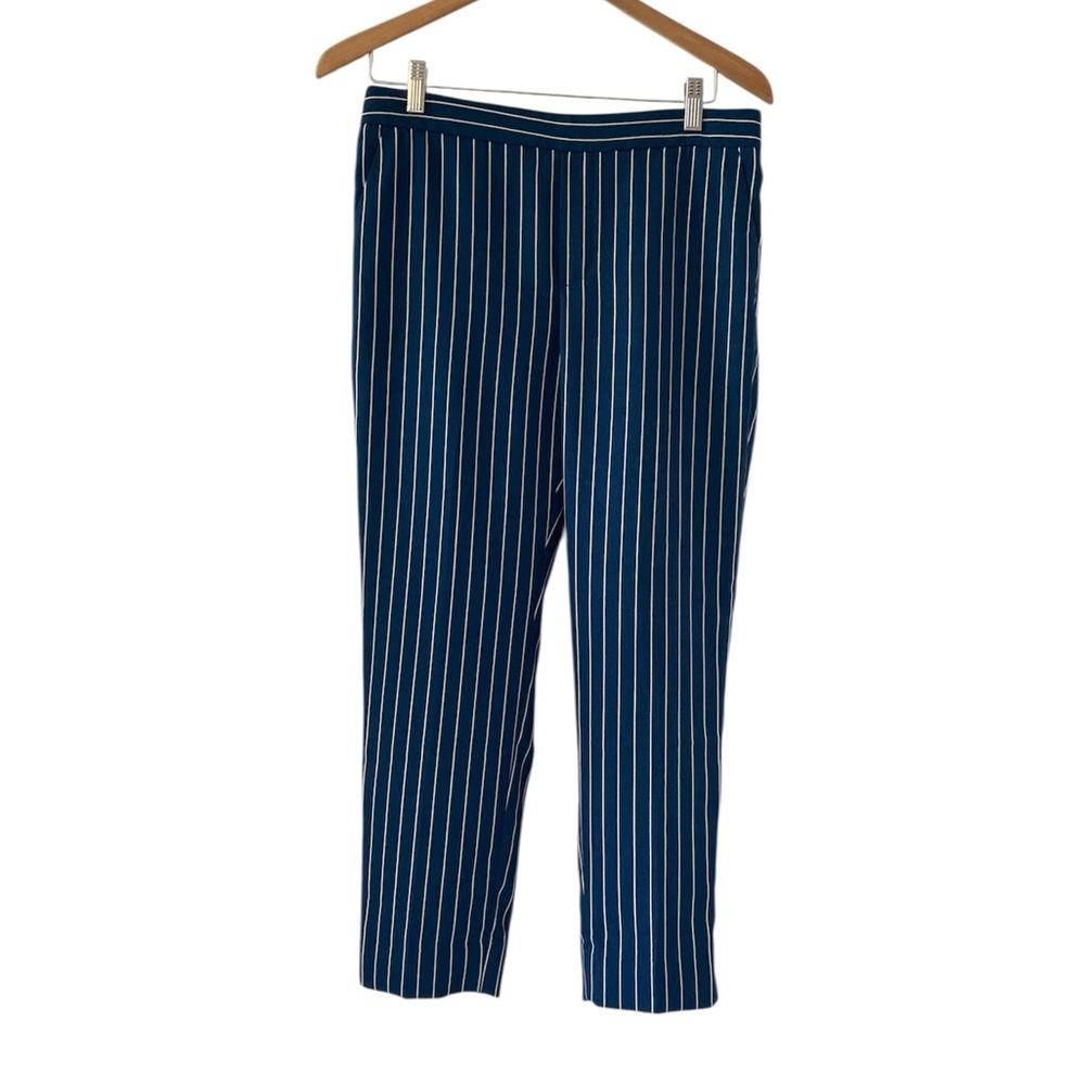 Banana Republic Factory 8 Petite Blue and White Cropped Pinstripe Pants